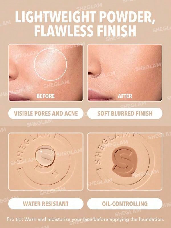Skin-Focus High Coverage Powder Foundation-Shell