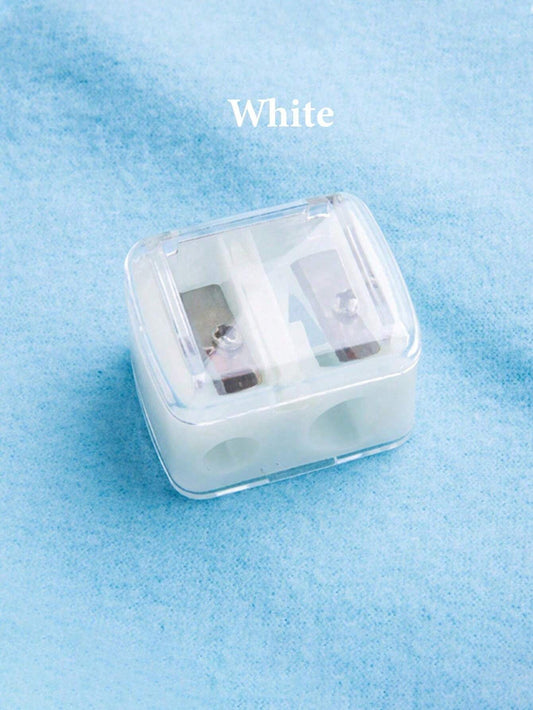 White Dual-Hole Eyeliner &amp; Eyebrow Pencil Makeup Pencil Sharpener, Mini Portable Multi-Functional Pencil Curler - {{ Sheglam_Qatar }}