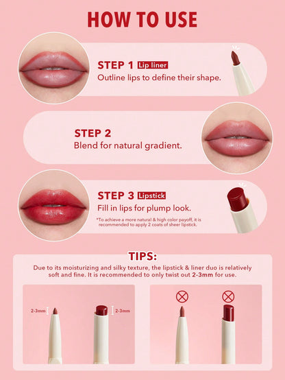 Glam 101 Sheer Tinted Lipstick & Liner Duo - {{ Sheglam_Qatar }}