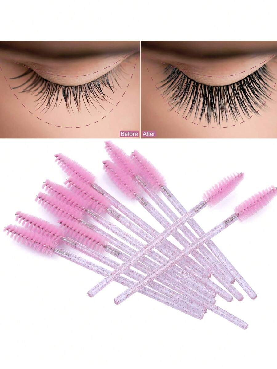 10PCS Eyelash Brushes, Mascara Wands With Container, Bendable Disposable Eyebrow Spoolies, Lash Brush For Lash Extensions, Eyebrow Spoolie, Castor Oil Brushes - {{ Sheglam_Qatar }}